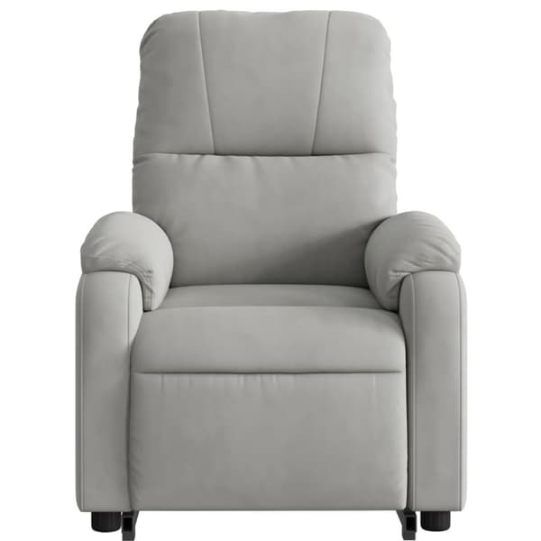 massagestol med løftefunktion mikrofiberstof lysegrå