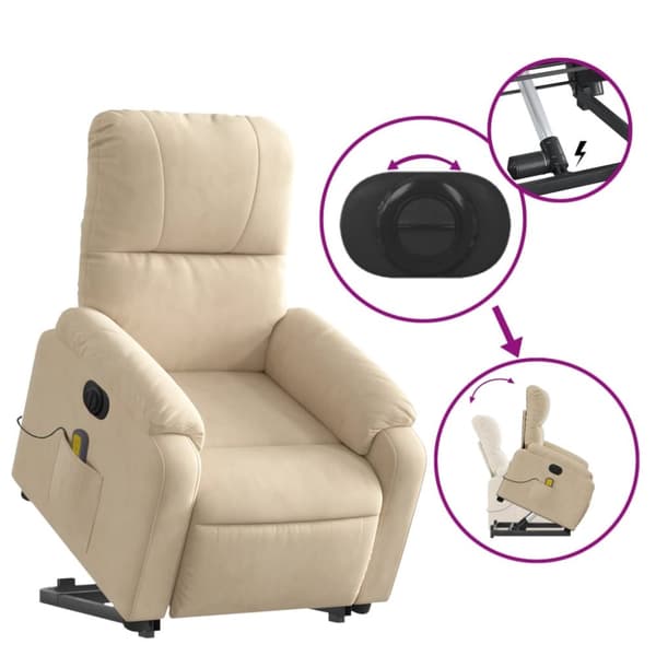 Elektrisk massagefåtölj med uppresningshjälp mikrofibertyg