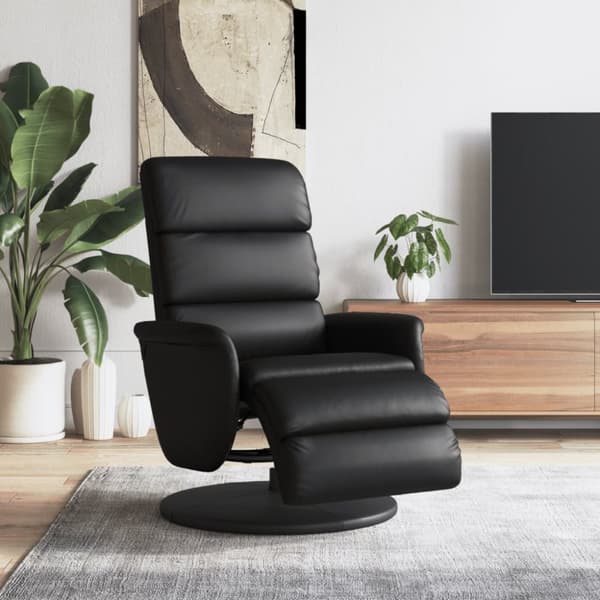 Reclinerfåtölj med fotstöd svart konstläder