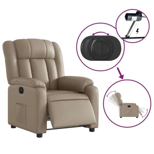 Elektrisk reclinerfåtölj cappuccino konstläder