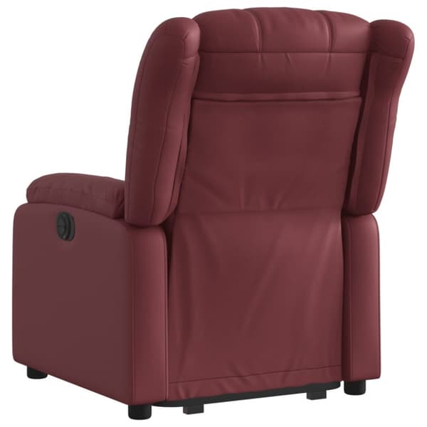 Reclinerfåtölj med uppresningshjälp vinröd konstläder
