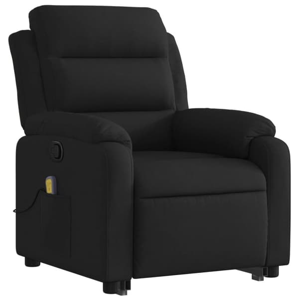 Massagefåtölj med uppresningshjälp svart tyg