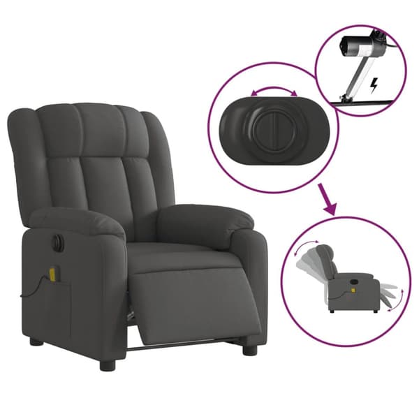 Elektrisk massagefåtölj mörkgrå tyg