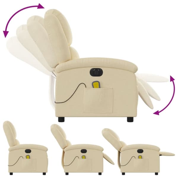eldrevet massagestol stof cremefarvet