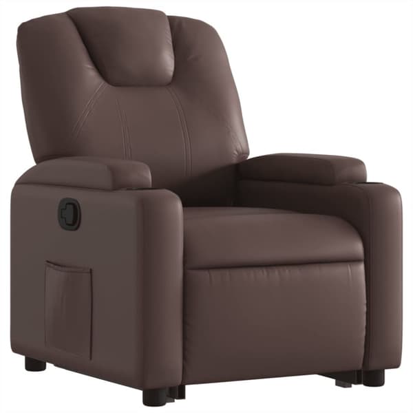 Reclinerfåtölj med uppresningshjälp brun konstläder