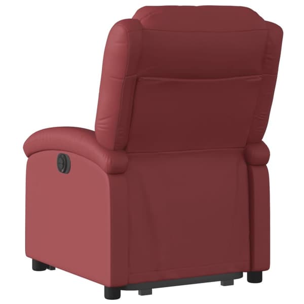 Reclinerfåtölj med uppresningshjälp vinröd konstläder