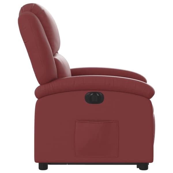 Reclinerfåtölj med uppresningshjälp vinröd konstläder