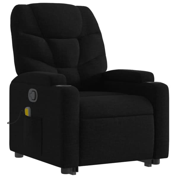 Massagefåtölj med uppresningshjälp svart tyg
