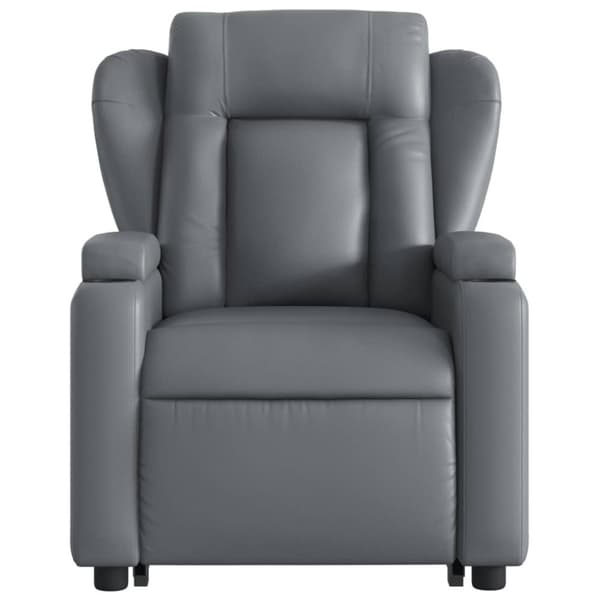 Massagefåtölj med uppresningshjälp grå konstläder
