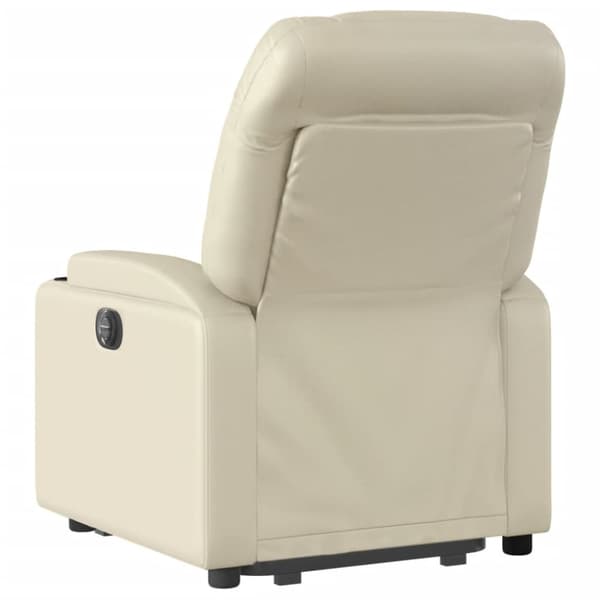 Reclinerfåtölj med uppresningshjälp gräddvit konstläder