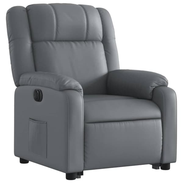 Reclinerfåtölj med uppresningshjälp grå konstläder