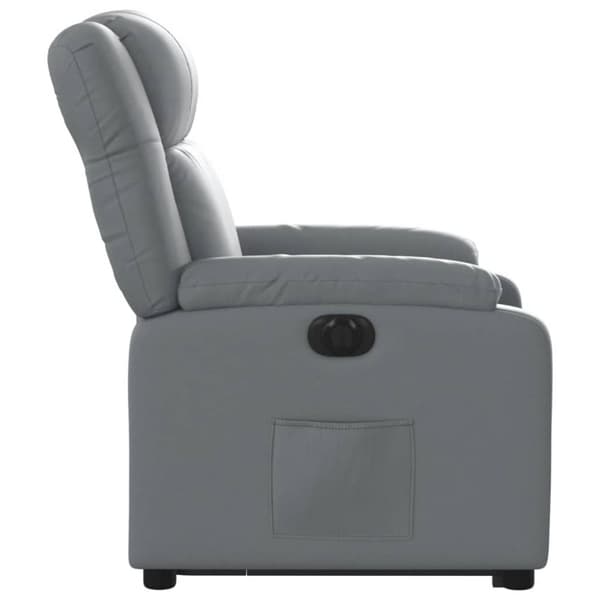 Reclinerfåtölj med uppresningshjälp grå konstläder