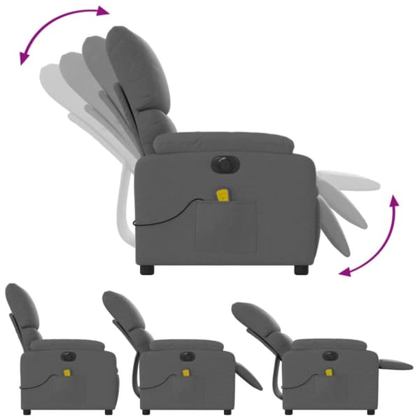 Elektrisk massagefåtölj mörkgrå tyg