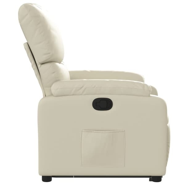 Reclinerfåtölj med uppresningshjälp gräddvit konstläder