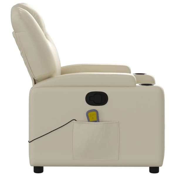 Massagefåtölj gräddvit konstläder