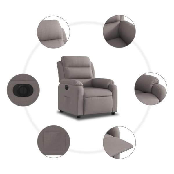 Elektrisk reclinerfåtölj taupe tyg