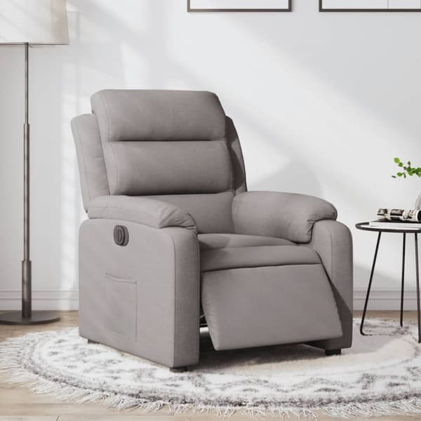 Elektrisk reclinerfåtölj taupe tyg