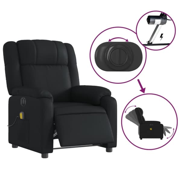 Elektrisk massagefåtölj svart konstläder