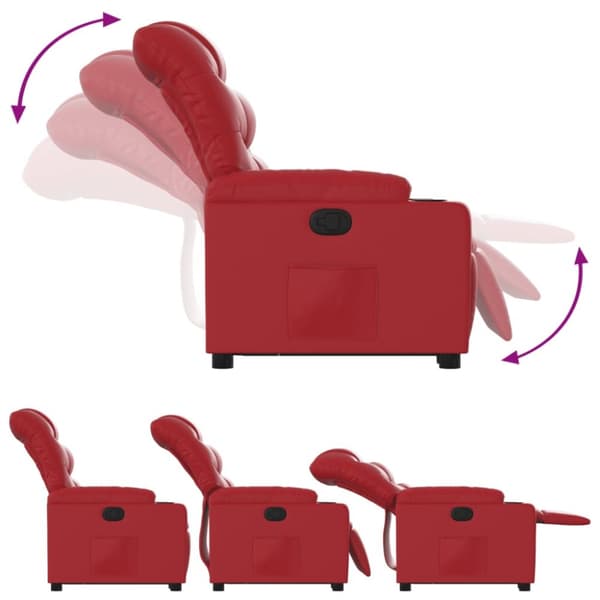 Reclinerfåtölj med uppresningshjälp röd konstläder