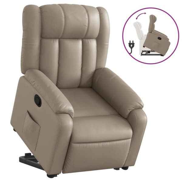Reclinerfåtölj med uppresningshjälp cappuccino konstläder