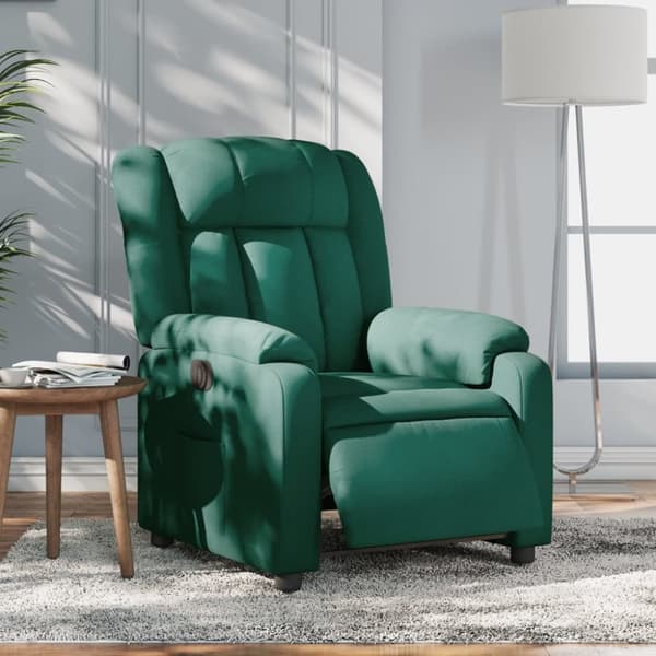 Elektrisk reclinerfåtölj mörkgrön tyg