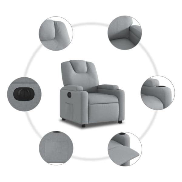 Elektrisk reclinerfåtölj ljusgrå tyg