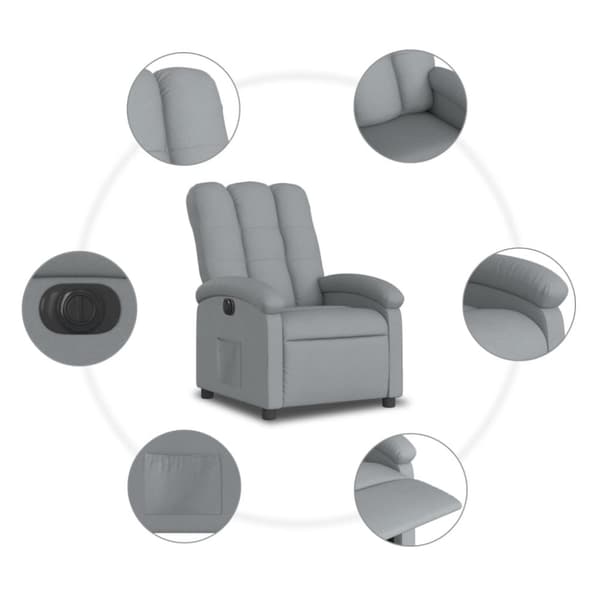 Elektrisk reclinerfåtölj ljusgrå tyg
