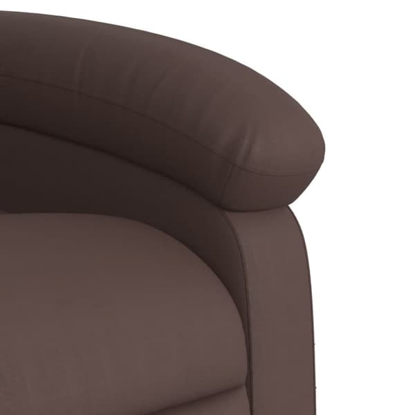 Massagefåtölj med uppresningshjälp brun konstläder