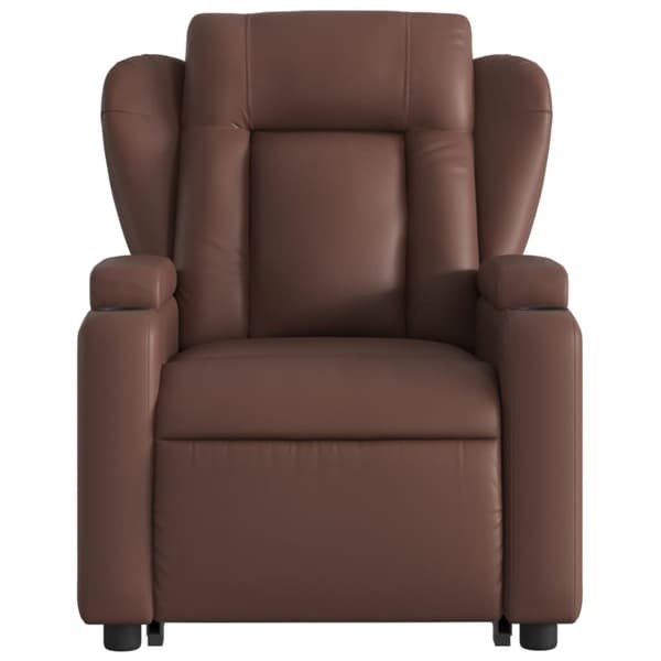 Massagefåtölj med uppresningshjälp brun konstläder