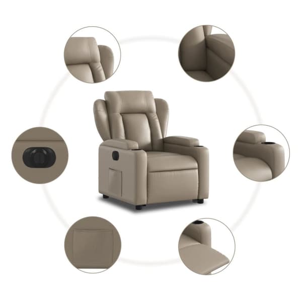 Reclinerfåtölj med uppresningshjälp cappuccino konstläder