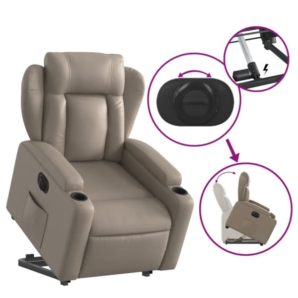 Reclinerfåtölj med uppresningshjälp cappuccino konstläder