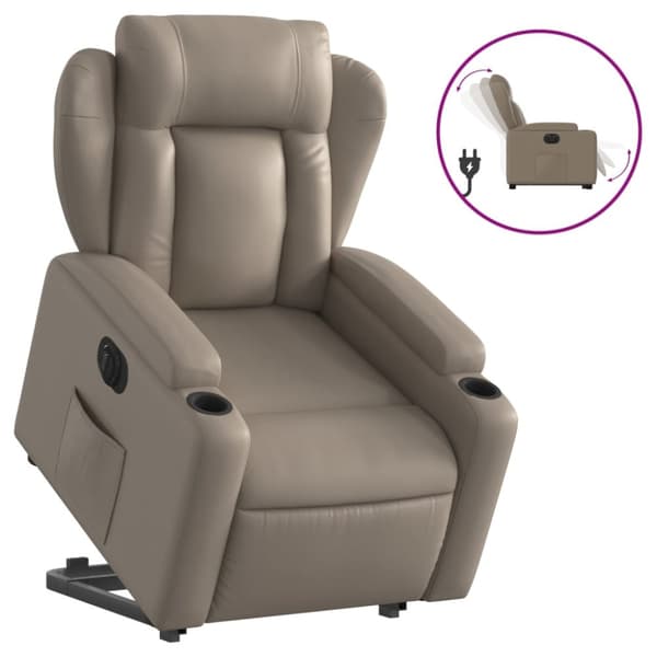 Reclinerfåtölj med uppresningshjälp cappuccino konstläder