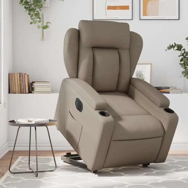 Reclinerfåtölj med uppresningshjälp cappuccino konstläder