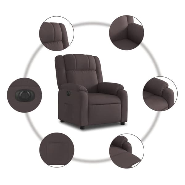 Elektrisk reclinerfåtölj mörkbrun tyg
