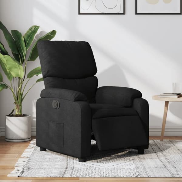 Elektrisk reclinerfåtölj svart tyg