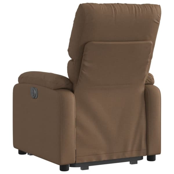 Reclinerfåtölj med uppresningshjälp brun tyg