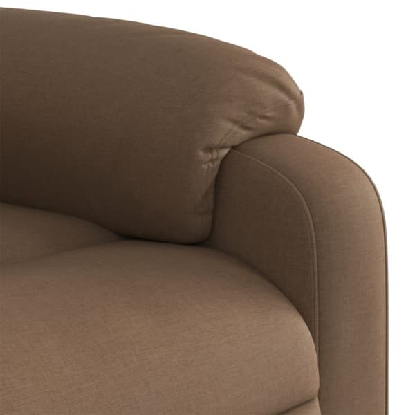 Reclinerfåtölj med uppresningshjälp brun tyg