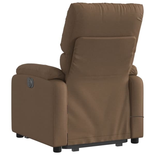 Massagefåtölj med uppresningshjälp brun tyg