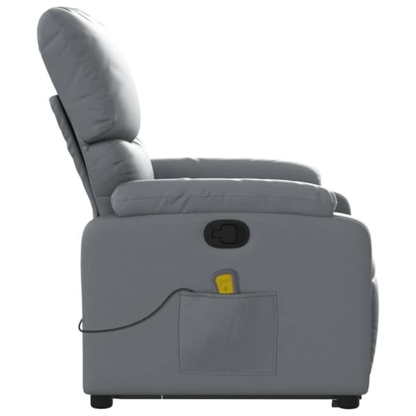 Massagefåtölj med uppresningshjälp Grå konstläder