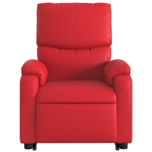 Reclinerfåtölj med uppresningshjälp röd konstläder