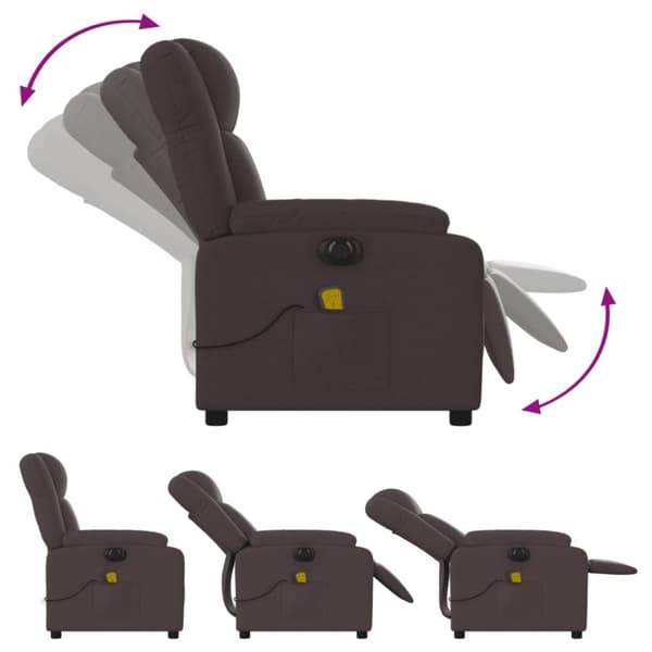 Elektrisk massagefåtölj mörkbrun tyg
