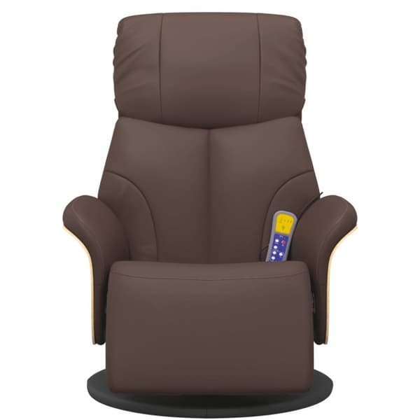 Reclinerfåtölj med fotstöd brun konstläder