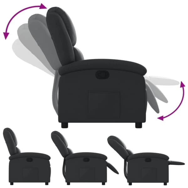 Reclinerfåtölj svart äkta läder