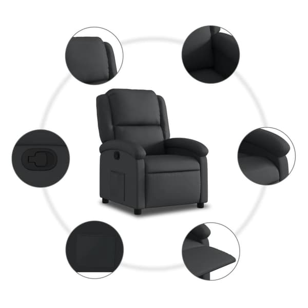 Reclinerfåtölj svart äkta läder