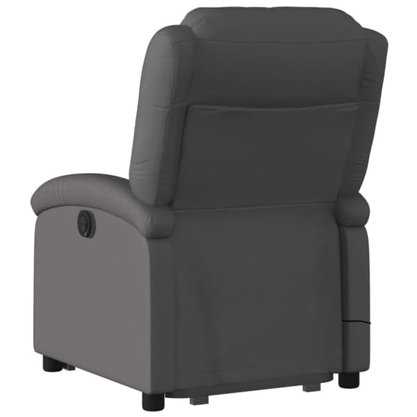 Massagefåtölj med uppresningshjälp grå äkta läder
