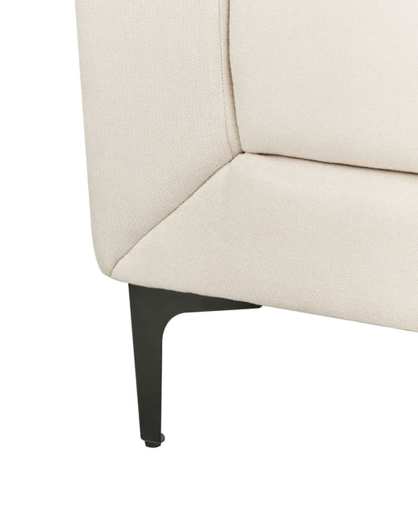 Lenestol Beige stoffkledning Svarte ben Tykk sittepute Retro stue Møbler