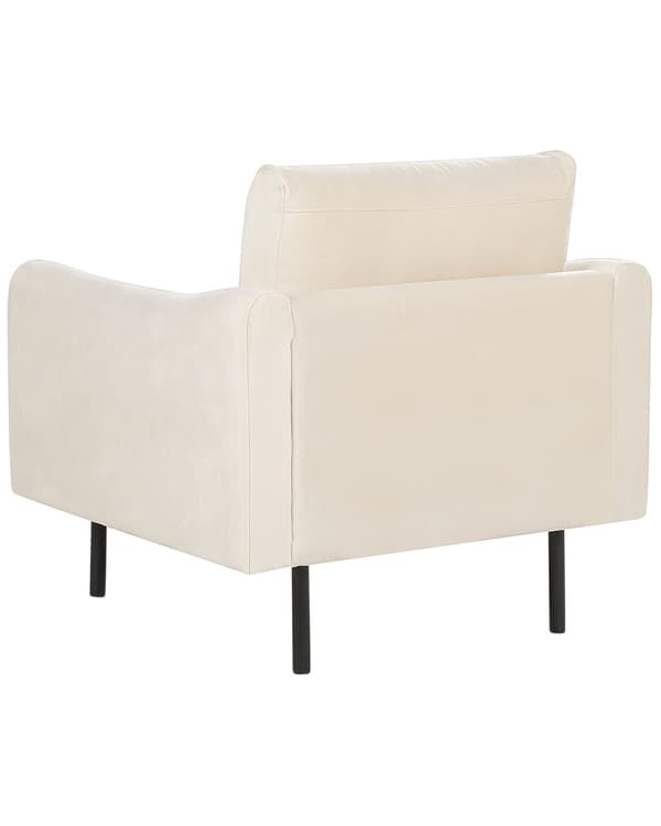 Fåtölj Beige Sammetstyg Svarta Ben Modern Retrostil Vardagsrum