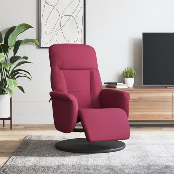 Reclinerfåtölj med fotstöd vinröd sammet