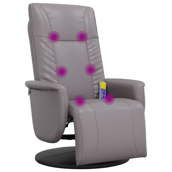 Massagefåtölj med fotstöd grå konstläder