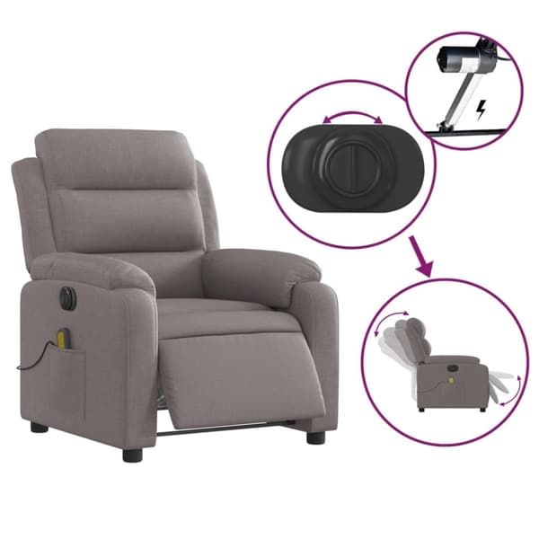 Elektrisk massagefåtölj taupe tyg